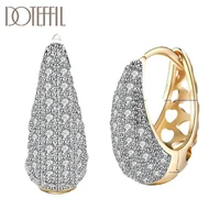 doteffil 925 sterling silver18k goldrose gold aaa zircon hollow out earrings women gift fashion charm party wedding jewelry