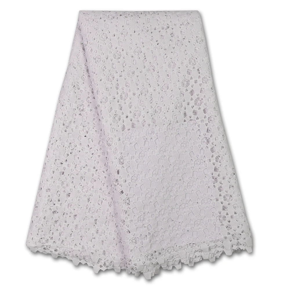 

NIAI Swiss African Net Lace Fabric 2020 High Quality Nigerian Stone Lace Embroidery Guipure Cord Water Soluble Wedding XY3504B-3