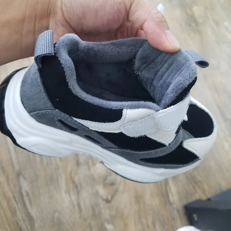 

Children Fashion Sneaker Genuine Leather Little Boys Suede Leather Shoes Kids Beige Causal Shoes Plush Student School Shoe 26-37