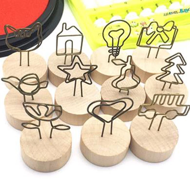 

1 Pcs Retro Style Mini Natural Wood Memo Clips Paper Photo Memo Clip Card Holders Wooden Clamps Stand Stationery Gifts