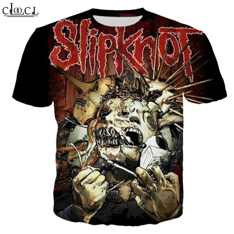 

HX Newest Summer Fashion Metal Rock Band Slipknot Men Women T Shirt 3D Print Harajuku Streetwear Couple Tops Drop Shipping