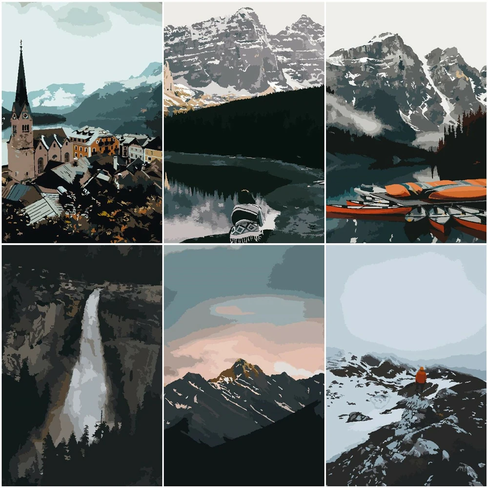 AZQSD масла Краски ing по номерам горный исходя из абстрактное искусство на холсте