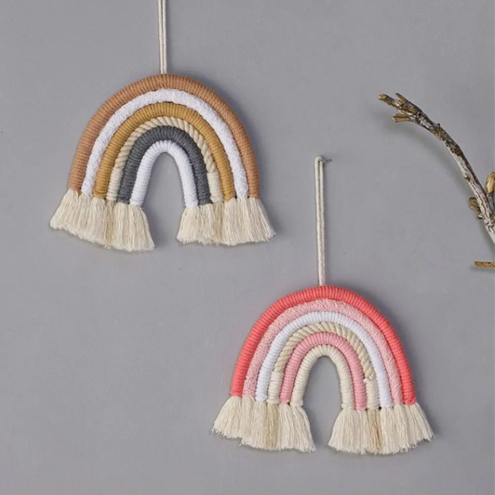 

6 Lines Macrame Rainbow Hanging Ornament DIY Rope Handmade Home Girls Nursery Wall Decor Room Decor Baby Woven Decor