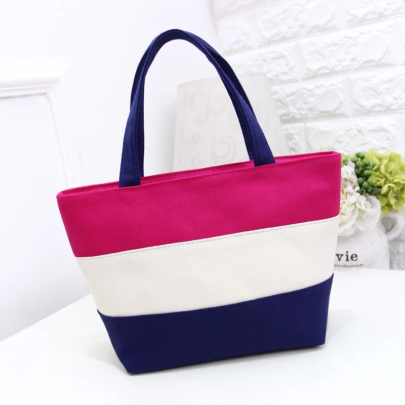 

Patchwork Bento Shopping Bag Partysu Canvas Bag Striped Women Environmental Totes Shoulder Bags Trendy Portable Women's Bags