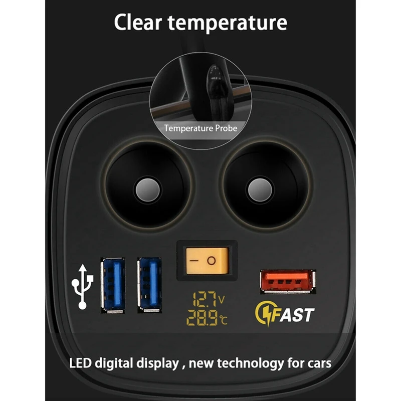 Новинка-Автомобильный держатель для прикуривателя вольтметр 12 В USB разъем