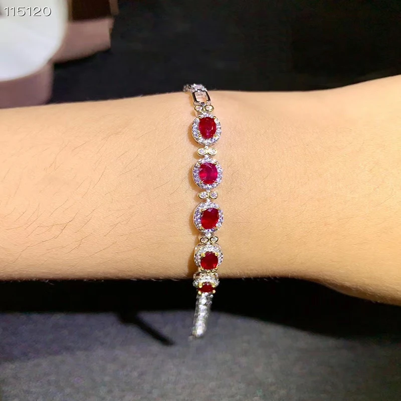 

Hot Luxury Natural Ruby Bracelets Female Wedding Love Charm Bracelet For Women Fine Jewelry Real Ruby Gemstones Certificate