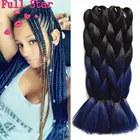 Плетеные волосы с эффектом омбре, 5 шт.лот, синие черные волосы с эффектом омбре, 24 дюйма, 100 г, высокотемпературное волокно, синтетические волосы
