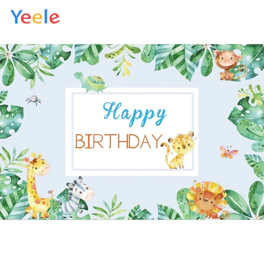 

Photography Backgrounds Tropical Jungle Animals Birthday Backdrop Photo Shoot Props Photo Booth Printed Customized Photocall