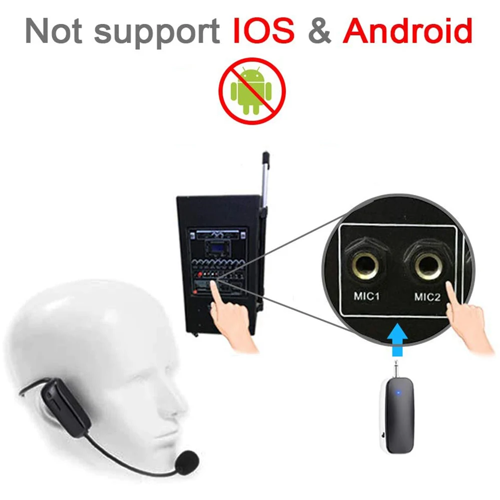 Новый ручной УВЧ беспроводной микрофон 2 в 1 Профессиональный головной усилитель