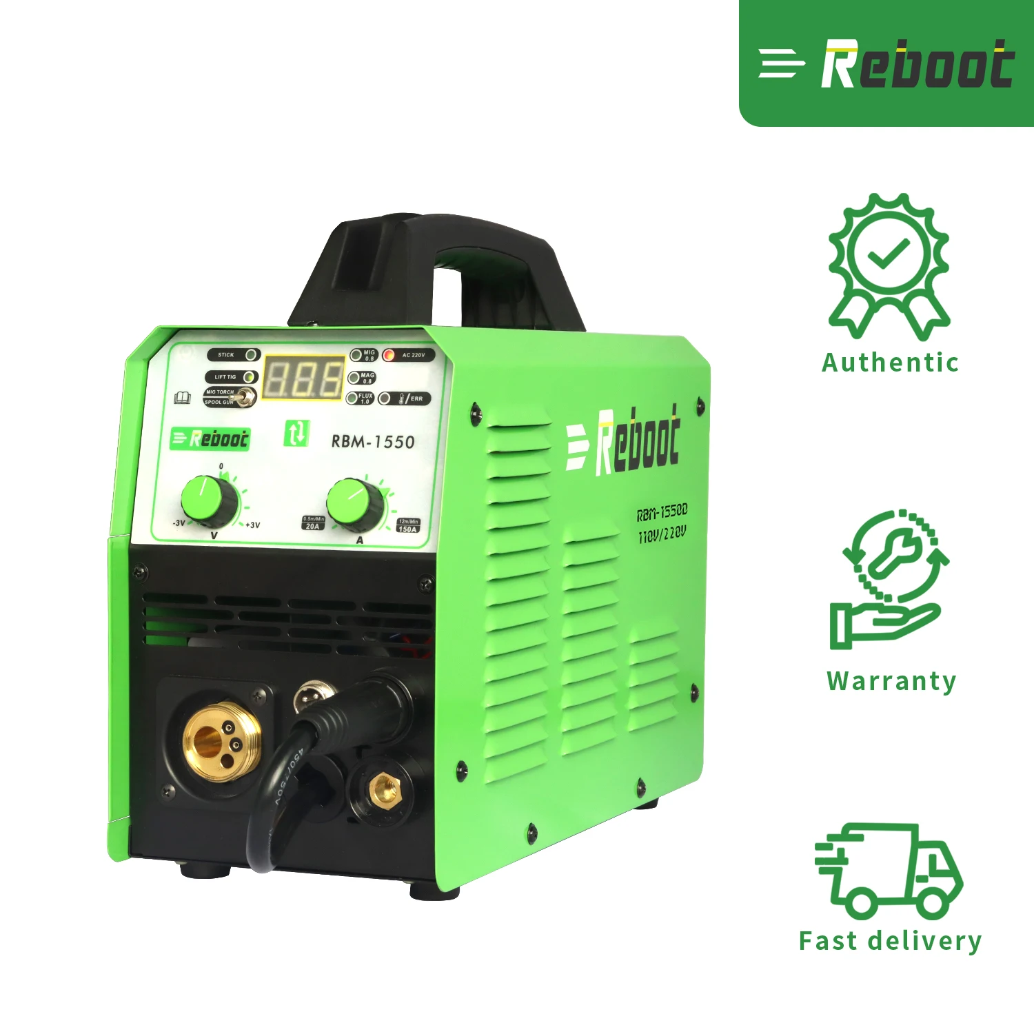 MIG сварщик 1550D флюсовой сердцевины 5 в 1 110/220V газовый клапан/Gasless 155 Amp наконечник