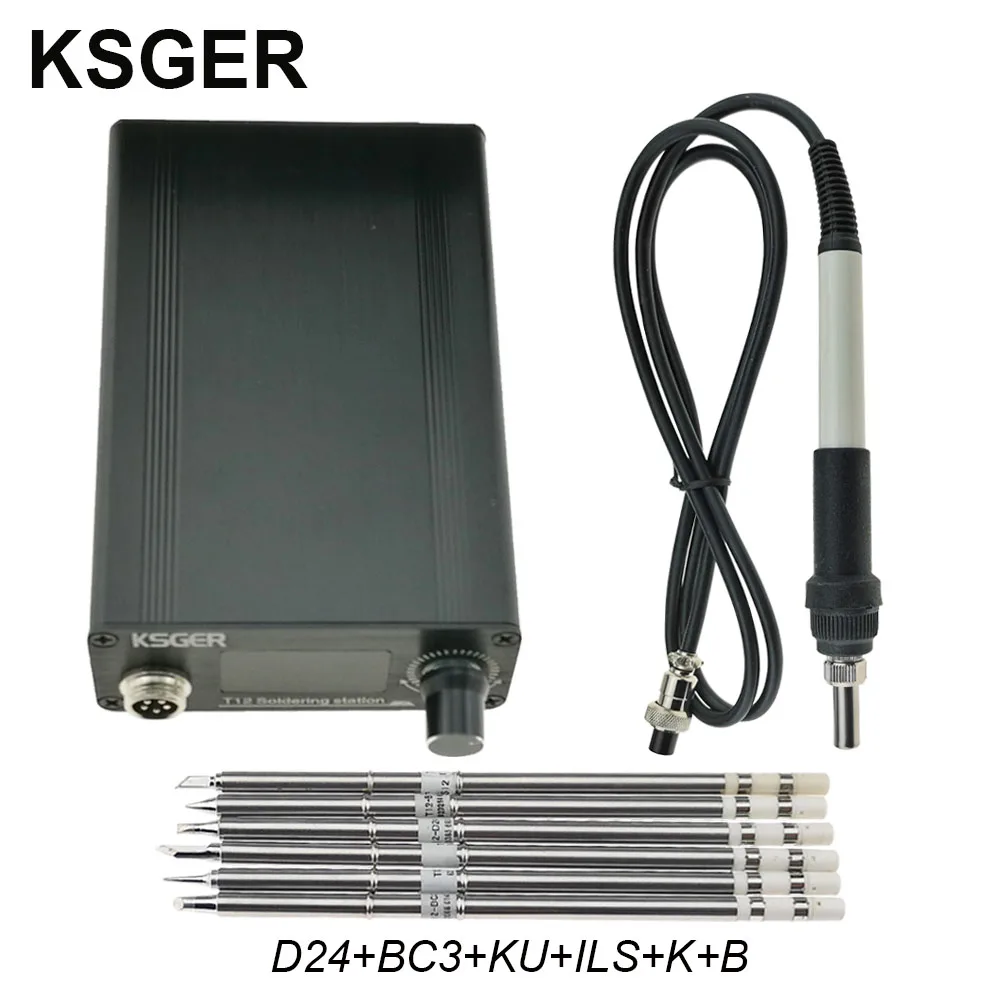 KSGER T12 паяльная станция AC/DC T12 железные наконечники STM32 OLED V2.0 Электрический контроллер алюминиевый сплав DIY наборы сварочные инструменты 907 - Цвет: Set 6