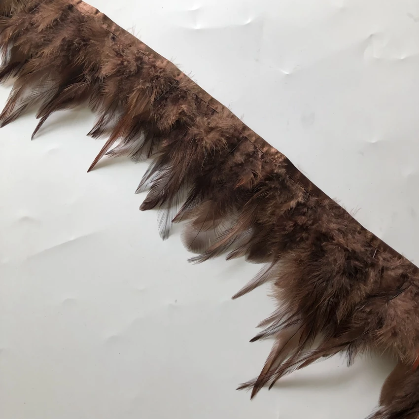 10 м/лот коричневая курица с перьями из хвоста петуха планки ленты 10-15 см