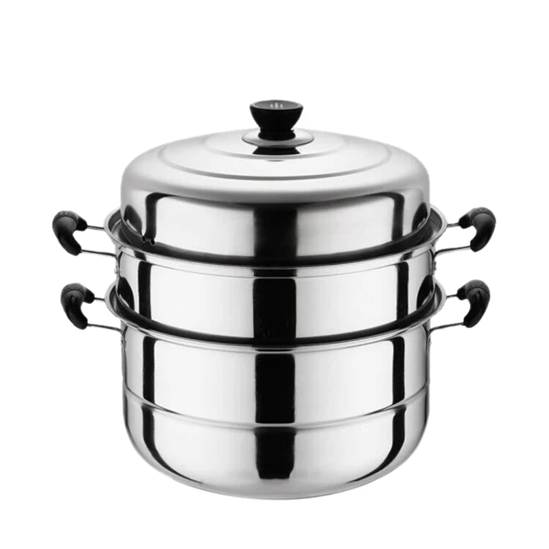 

Stainless Steel Three Layer Thick Steamer Pot Soup Steam Pot Universal Cooking Pots for Induction Cooker Gas Stove