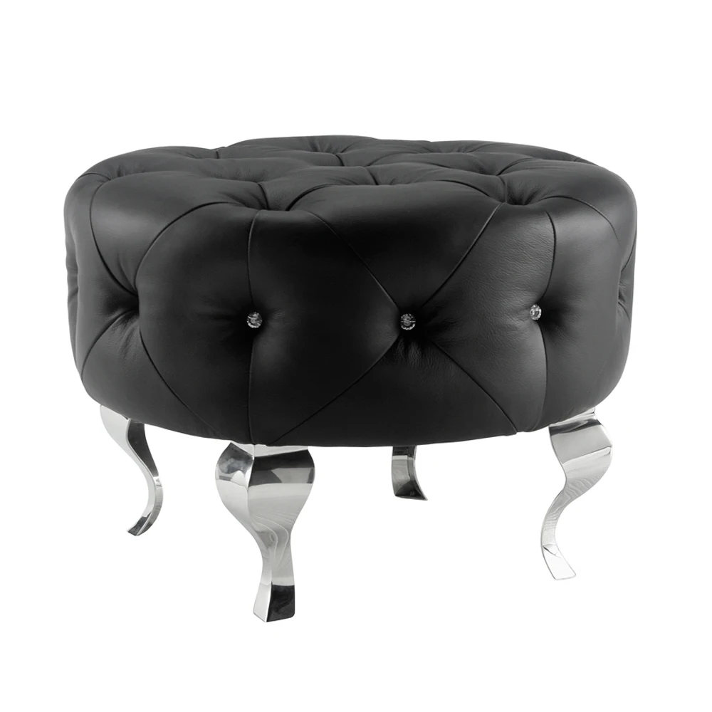 Пуфик пуф табурет poef стул для сидения с круглым натуральным кожаным