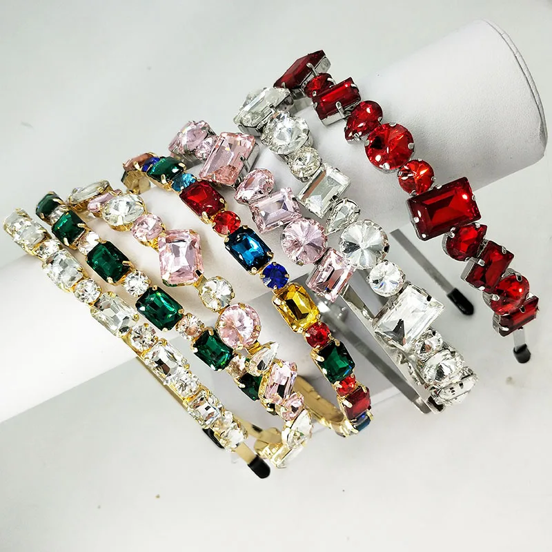 Хрустальные повязки Красочные стразы для волос корона девочки Женская повязка