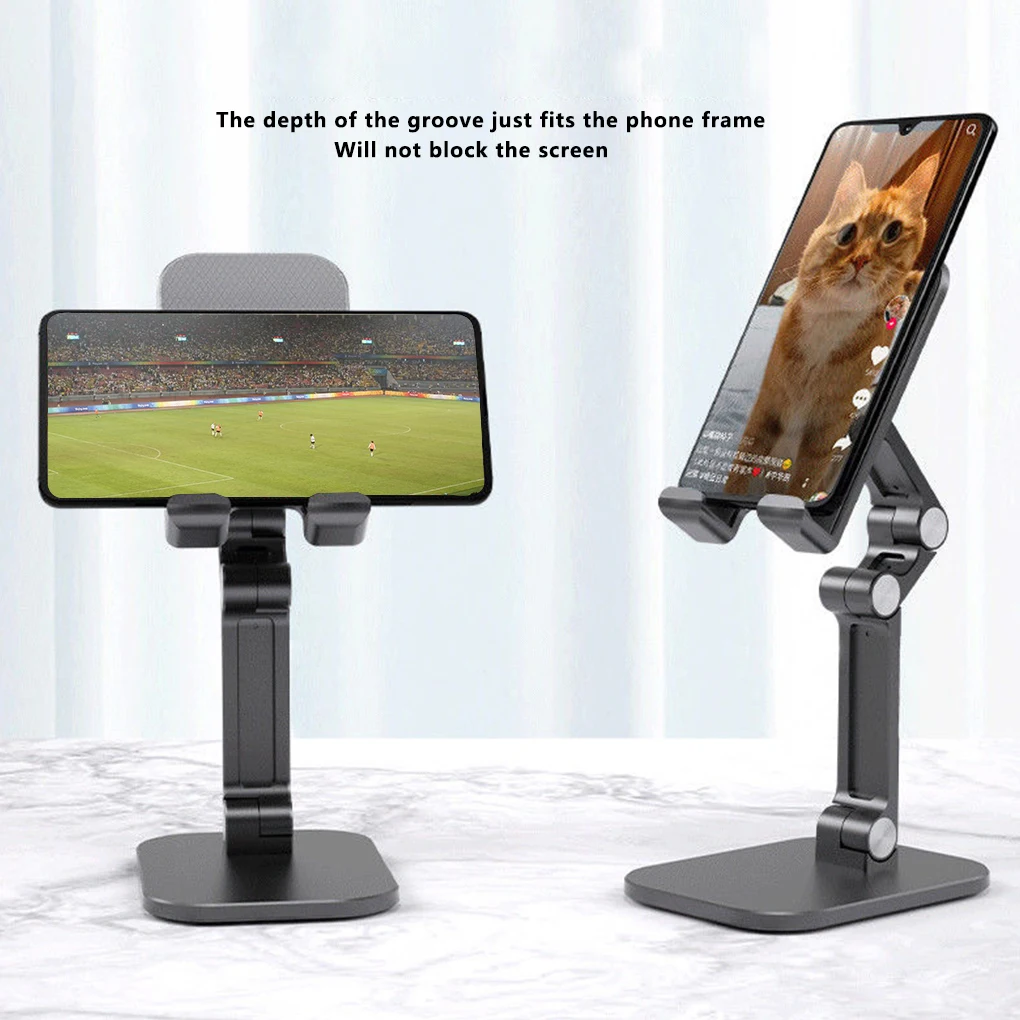 

Three Sections Foldable Desk Mobile Phone Holder For iPhone For Huawei Tablet Flexible Table Desktop Adjustable Cell Phone Stand