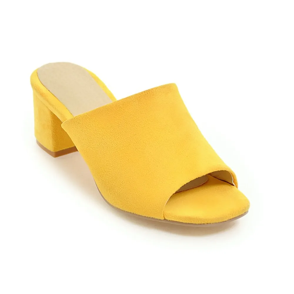 

Fanyuan Women Slipper New fashion women Mules shoes peep toe flock summer shoes ladies solid color outside female shoes