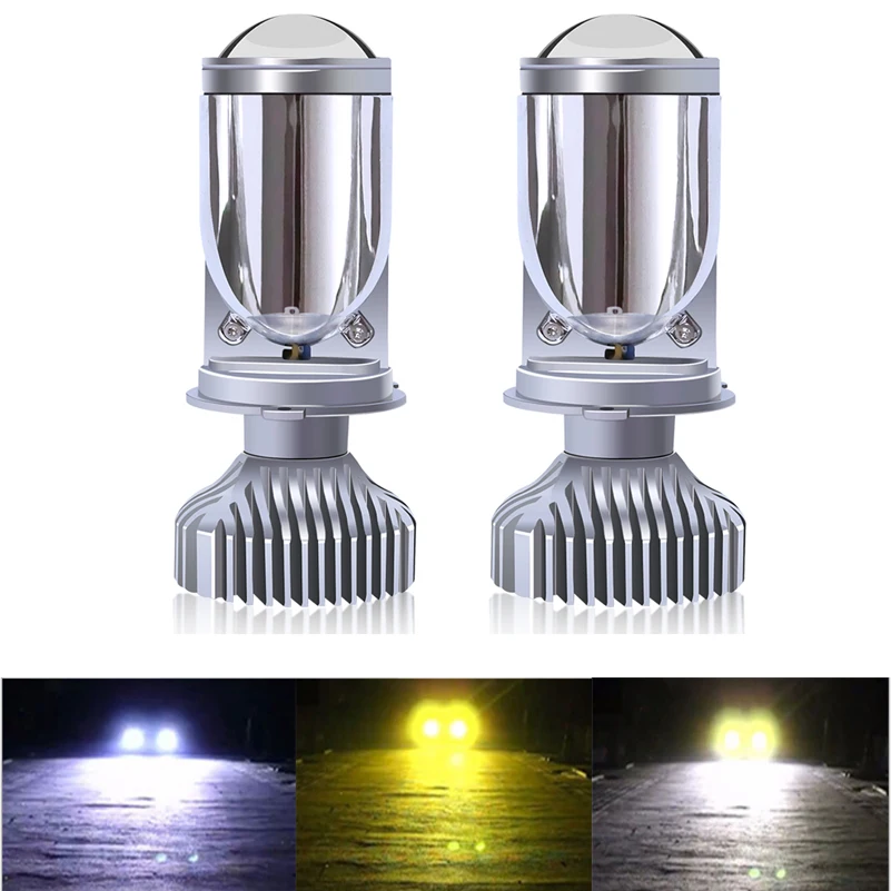 

2pcs H4 LED hi-lo mini projector lens headlight clear beam 12V 24V 3000k 4300K 6000K lampada h4 bulb Car Light led H4 automotivo