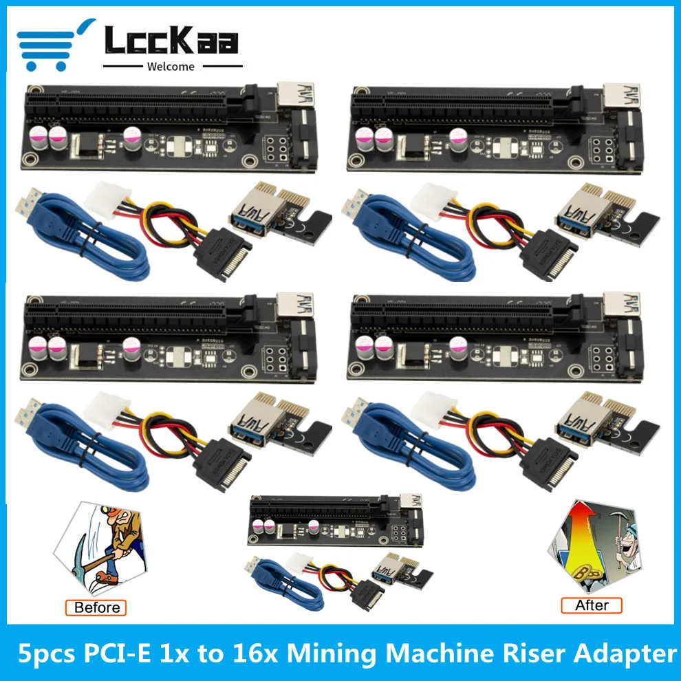 5 шт. кабель расширения карты pcie ver006 pci-e 1x до 16x Райзер sata 4-контактный usb 3 0 power для Btc