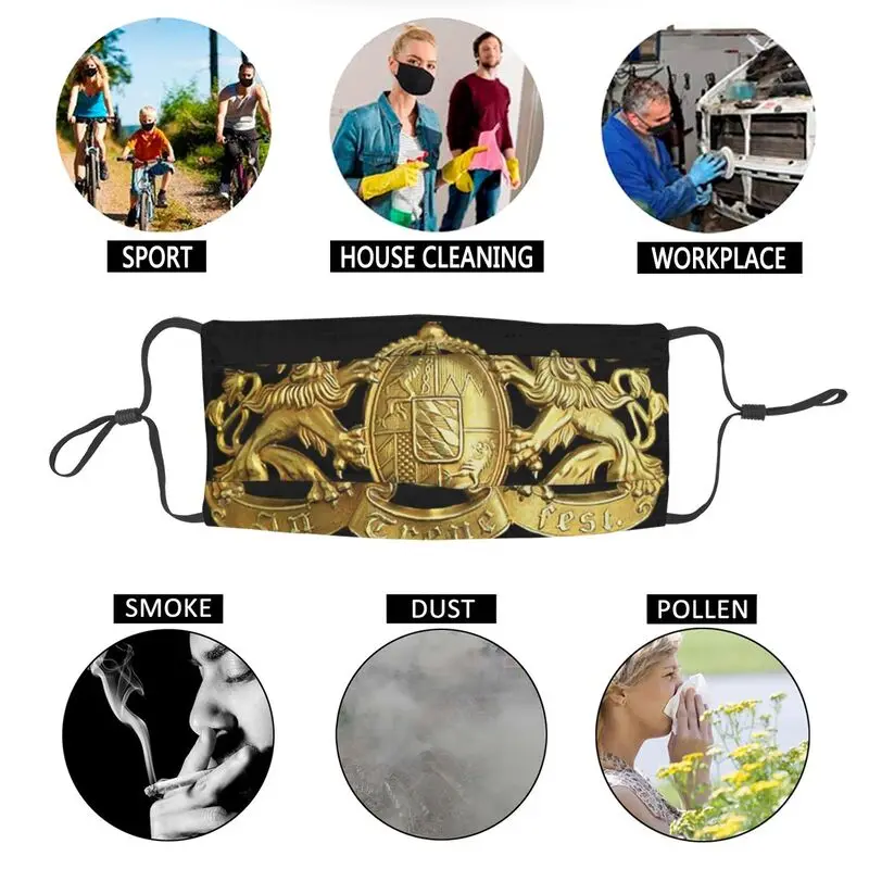 

Bavarian Crest In Treue Fest Mouth Face Mask Unisex Adult Anti Dust National Symbol Mask Protection Reusable Respirator Muffle