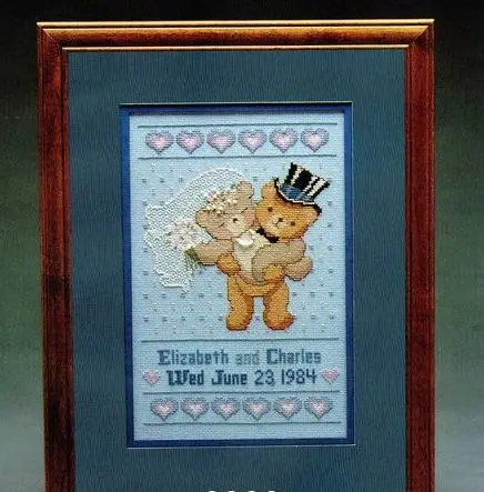

Медведь свадьба юбилей вышивка крестиком Экологичная хлопчатобумажная нить вышивка украшение для дома подвесная картина подарок