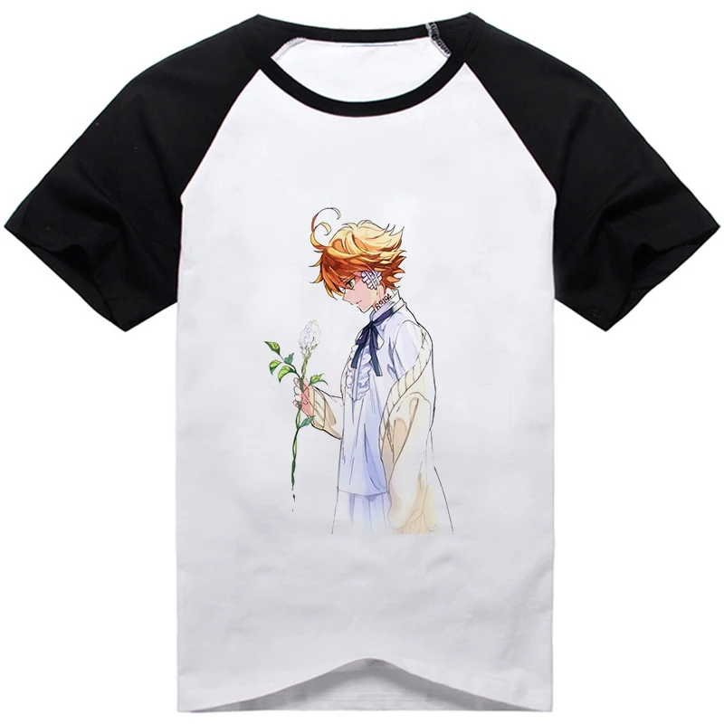 

Anime The Promised Neverland Japanese cartoon Emma Norman Ray Short Sleeve Casual Tshirt Fashion Unisex Halloween Party tee