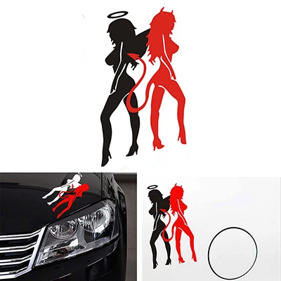 

14*8 см стайлинга автомобилей Наклейка аксессуары персонализированные Decoraction наклейки Творческий Светоотражающие Ангел Дьявол Водонепрони...