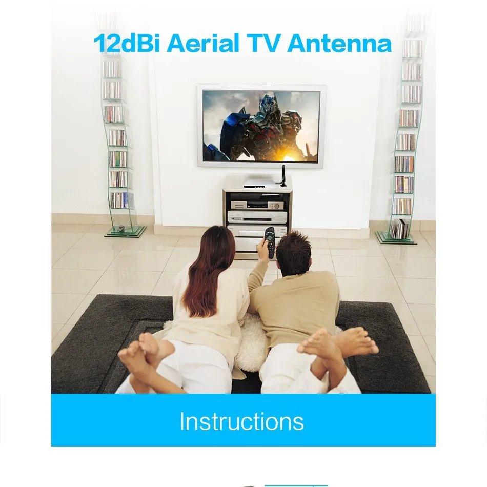Комнатная цифровая ТВ антенна DVB-T 12dBi усилитель HD IEC интерфейс ATSC ISDB интерьер