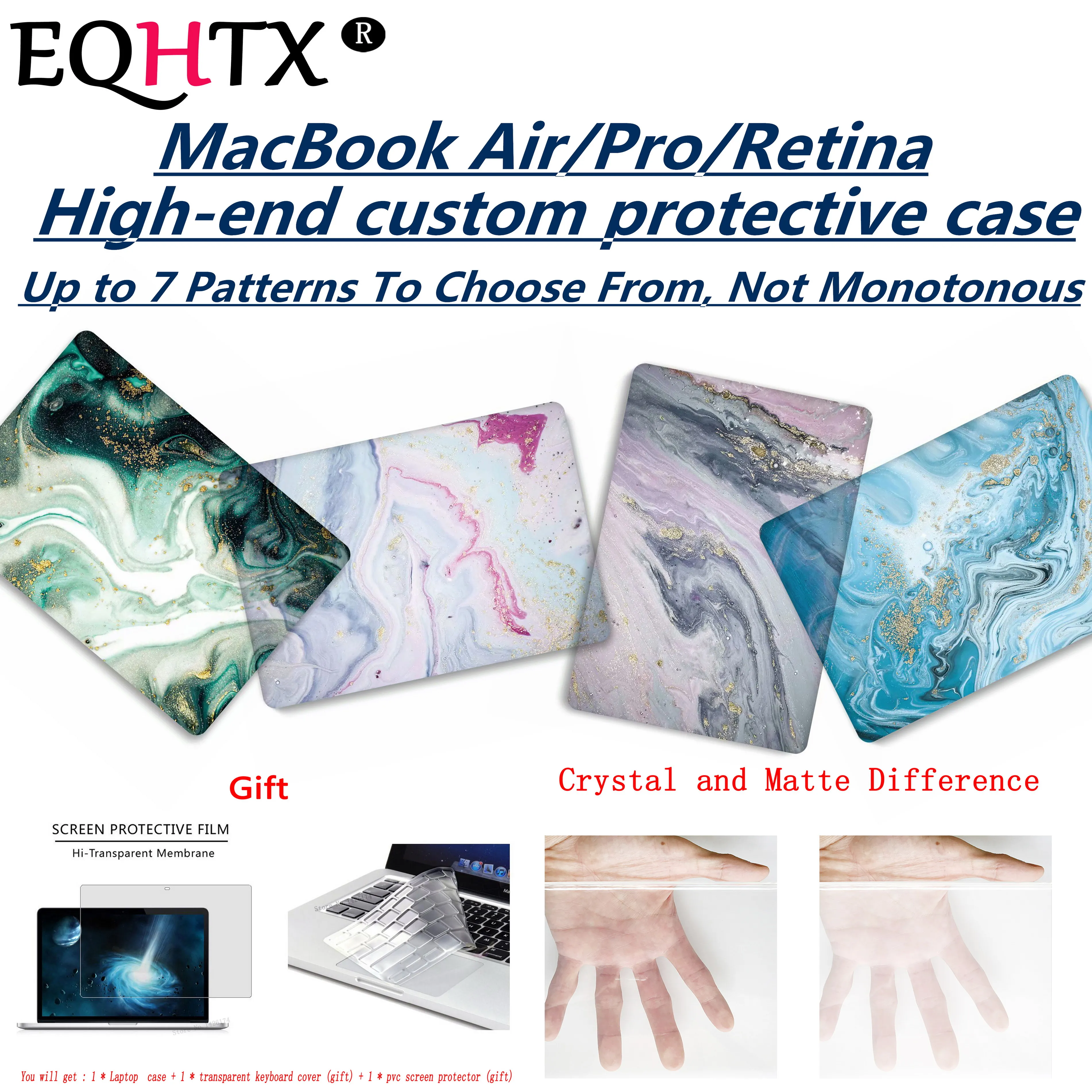 Мраморный цветной чехол для ноутбука MacBook Air Retina Pro 11 12 13 15 16 дюймов 2020 + с сенсорной