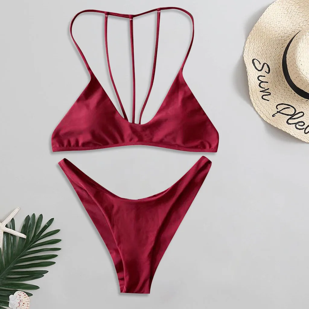 

Women'S Summer Clothes Swimwear Beachwear Solid 2 Pieces Bikini Bathing Suit Sexy Thong Female Bikini Female Swimwear Z0402