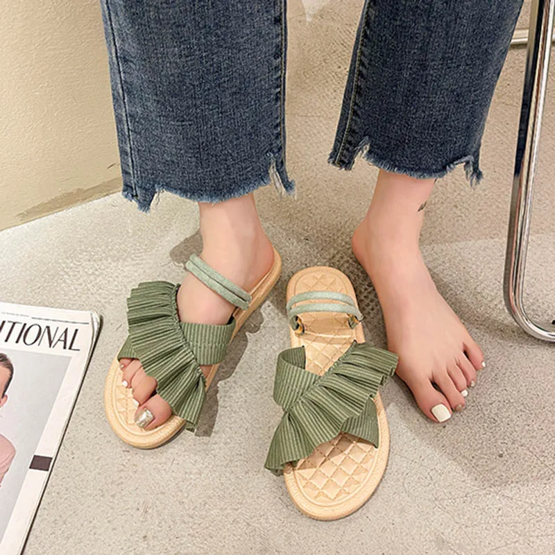 

Тапки женские резиновые, удобные тапочки на плоской подошве, модные повседневные низкие, римские, 2021