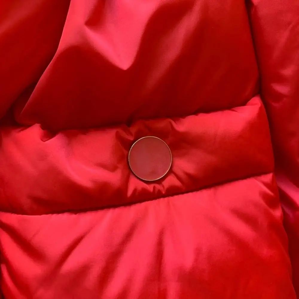 Новинка 2020 теплое женское Красное зимнее пальто из хлопка повседневный