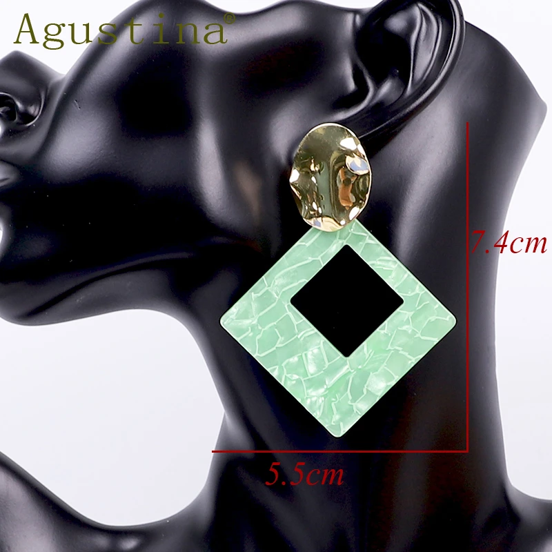 Женские акриловые серьги подвески Agustina зеленые длинные в стиле панк корейские