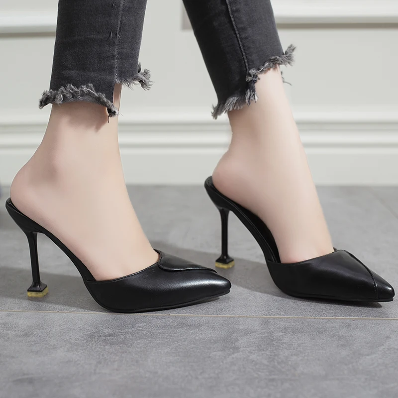 

2021 New Baotou Women's Slippers Mature Versatile Elegant Simple and Sexy High-heeled Fashion Women's Slippers