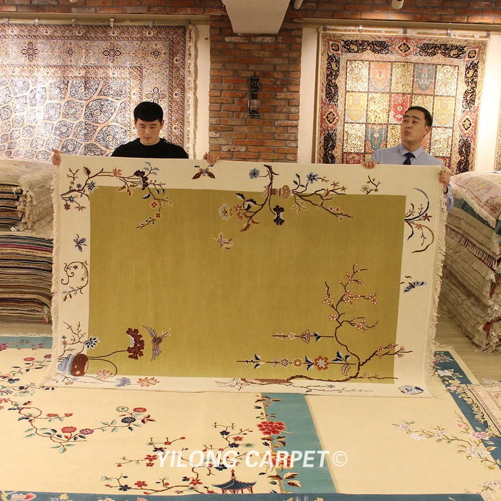 YILONG 5 'x8' ручной работы зеленый ковер высокого качества китайский шерстяной