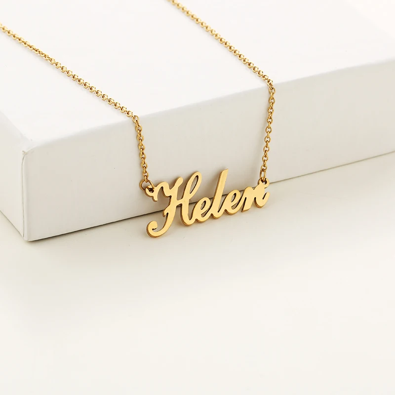 Золото серебро цвет персонализированное именное ожерелье индивидуальная