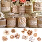 Fengrise джутовые цветы ручной работы из мешковины, винтажные Свадебные украшения для самодельного изготовления в деревенском стиле