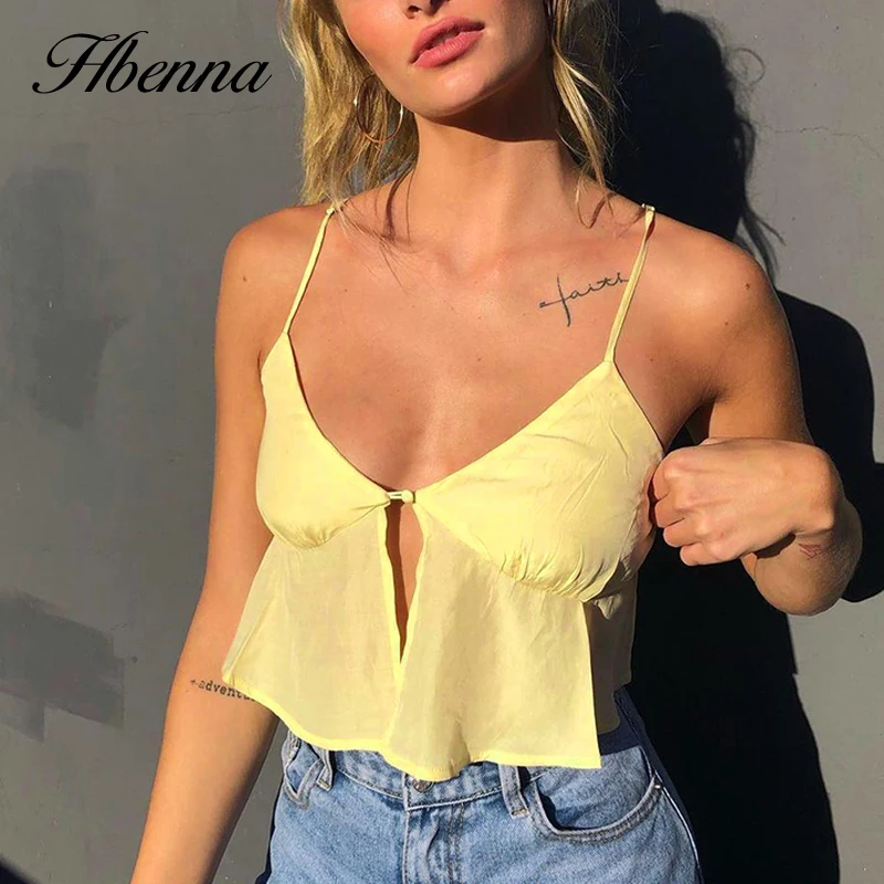 Женский топ с V образным вырезом без рукавов разрезом на подоле|Топы| |