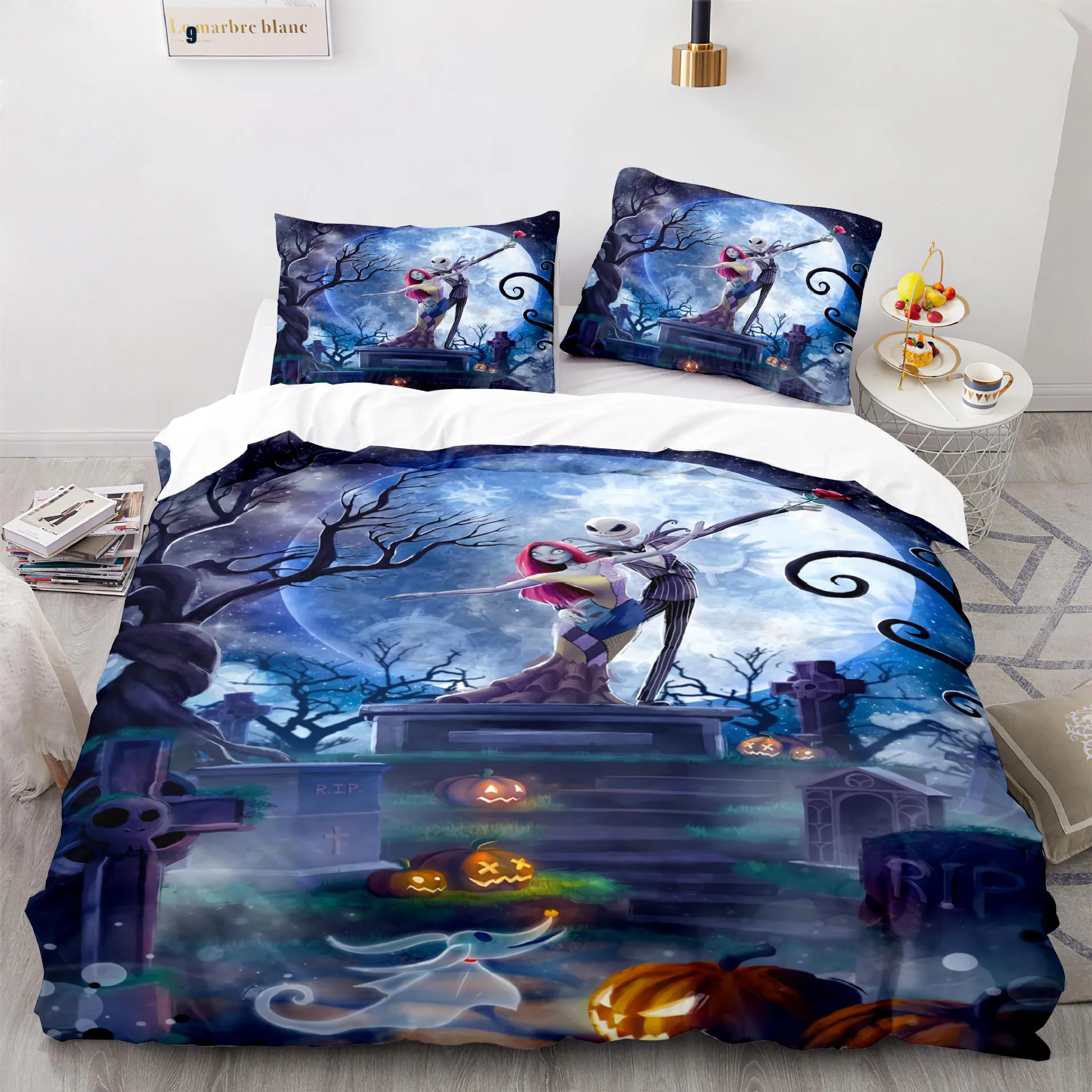 

3D Nightmare Before Christmas Duvet Cover Sets Scarecrow Style Sally and Jack Bedding Set Christmas Home Bedroom Decoration