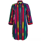 Рубашка женская с отложным воротником, пикантная блузка с длинным рукавом и принтом в полоску, элегантный винтажный офисный Топ, на осень