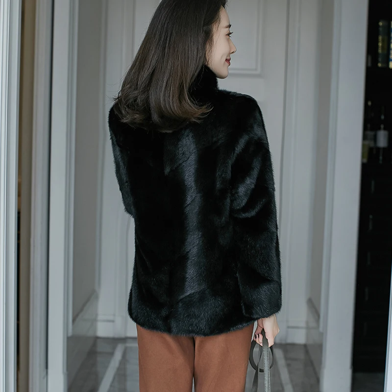 Женская Шуба из натурального меха норки зимняя короткая в Корейском стиле теплая