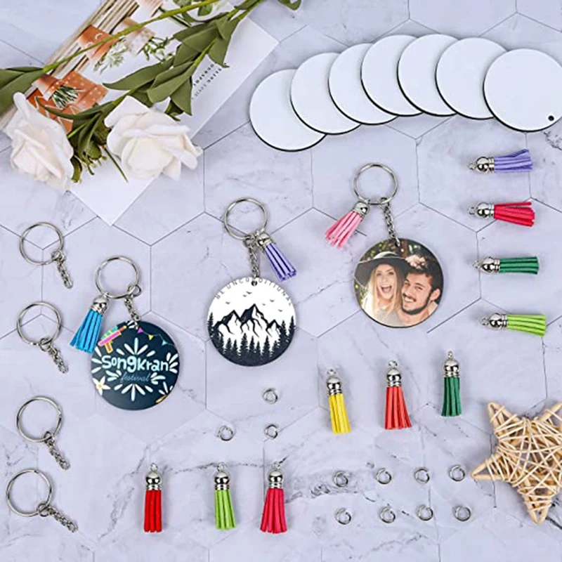 

Sublimation Keychain Blanket,Key Chains, Leather Tassels and Jump Loops DIY Craft Decoration Production
