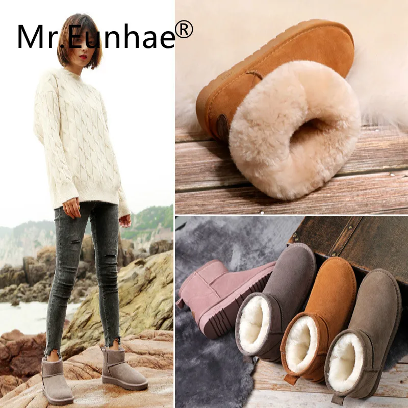 Мужские и женские зимние ботинки австралийские ботильоны из натуральной кожи