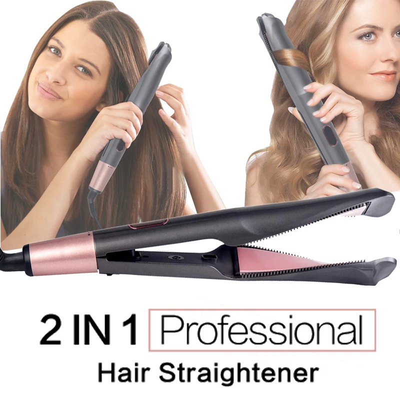 

Professional Hair Straightening Curling Flat Irons Electric Instant Heating Twisted Plate Straightener And Curler Styling Tools