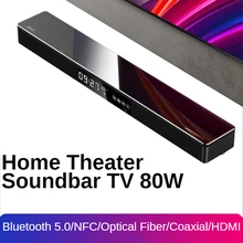 Soundbar for TV 80W Home Theater System Powerful Wireless Bluetooth Speakers 2.1 Channel Subwoofer Surround NFC Optical Fiber