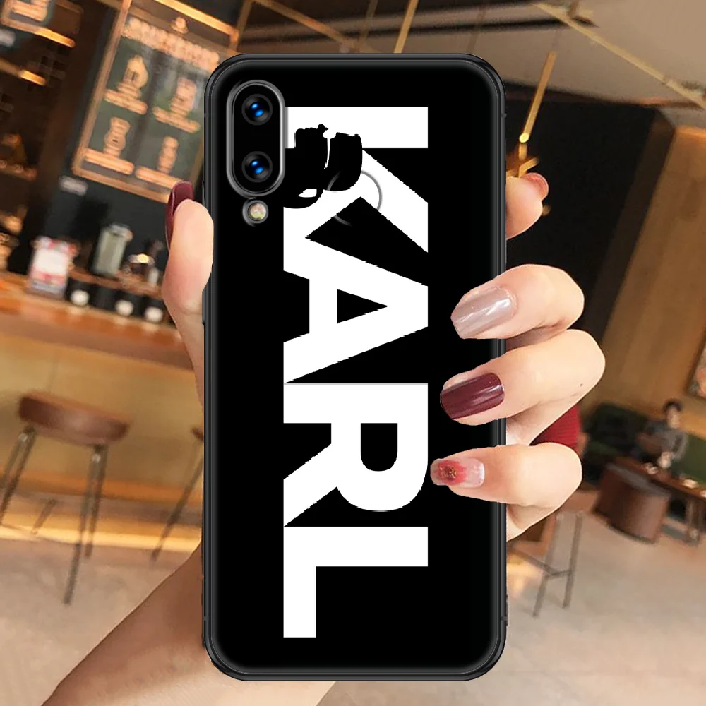 

Designer Lagerfeld Cartoon Karls Phone case For Huawei Honor 6 7 8 9 10 10i 20 A C X Lite Pro Play black soft cover fashion