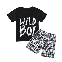 opperiaya summer baby boys clothes casual set letter print short sleeve round neck pullover t shirt elastic waist shorts