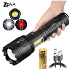 Мощный светодиодный фонарик XHP160 с босветильник COB светом, 2022 USB, суперъяркий фонарь, водонепроницаемый фонарик с зумом для приключений, светильник Пинга