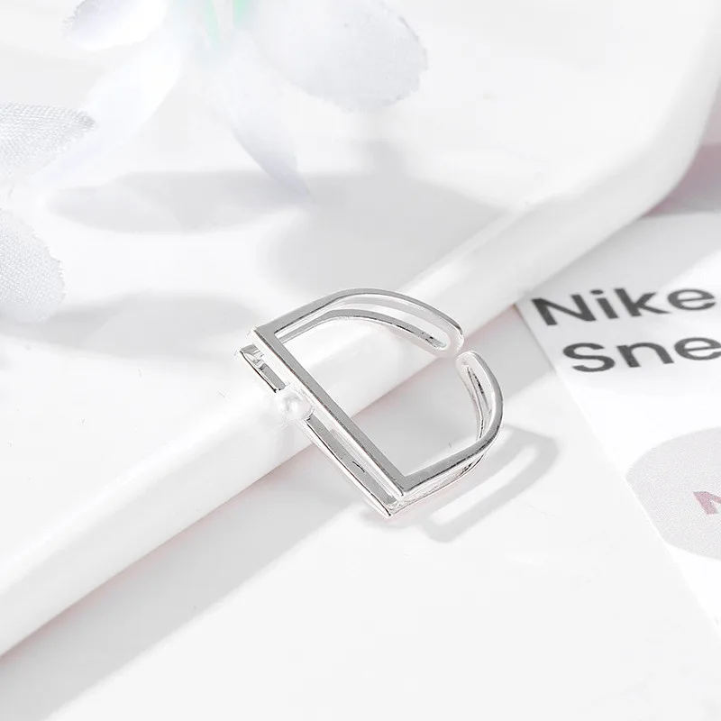 Женское серебряное кольцо d-образной формы с открытым регулировкой ювелирные