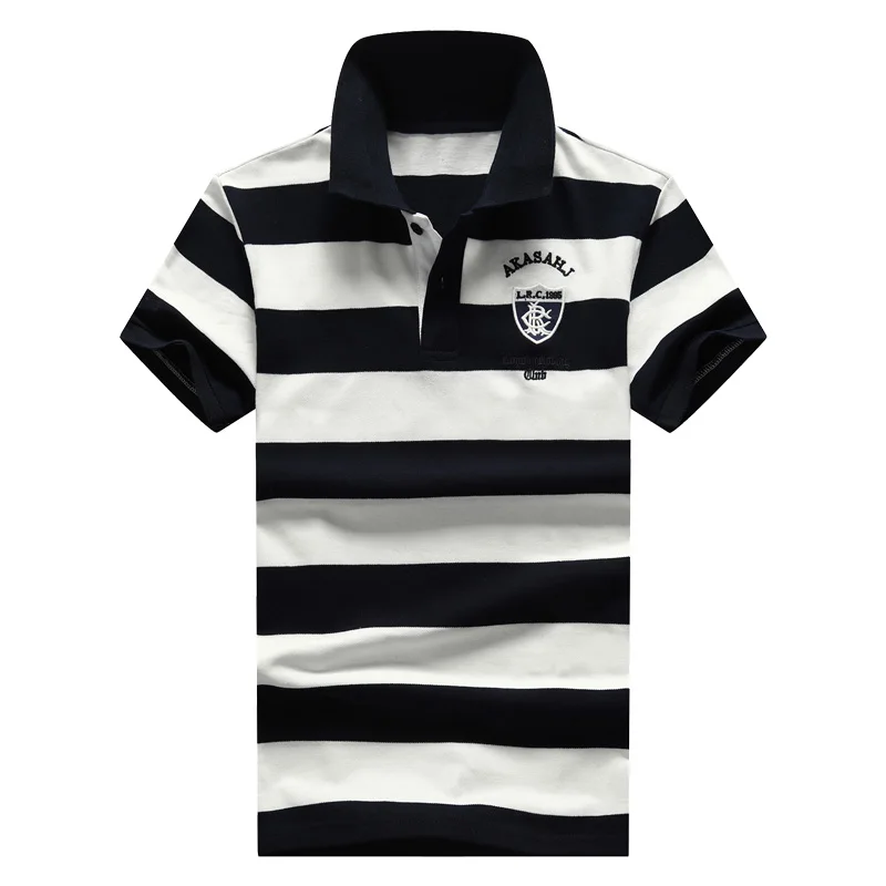 DARPHINKASA рубашка поло в полоску для мужчин Модная дышащая короткий рукав мужские